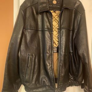 Mens Andrew Marc New York Black motorcycle leather jacket